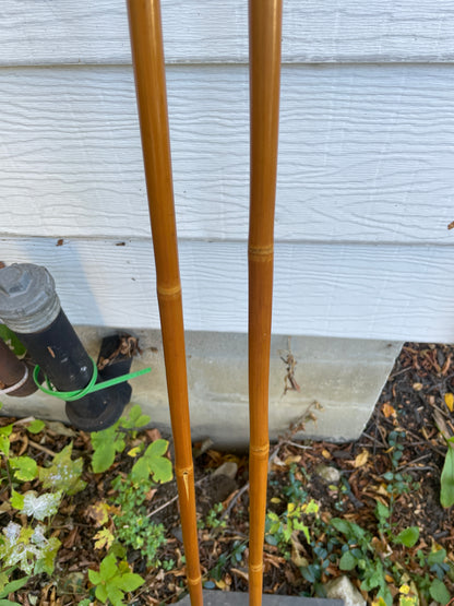 140cm Liljedahl Bamboo Cross-Country Ski Poles - 1960s - Leather/Wicker Ring Baskets!!!