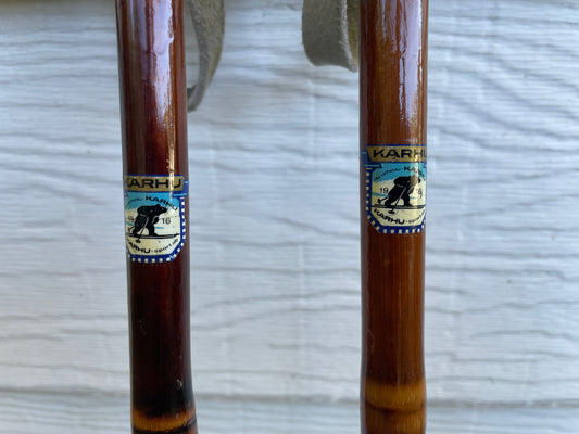 135cm Karhu Bamboo Cross-Country Ski Poles from FINLAND - 1960s - BEAUTIFUL!!!