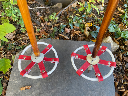 135cm Järvinen Bamboo Cross-Country Ski Poles - 1960s - New Baskets!!! UUSI UUSI UUSI