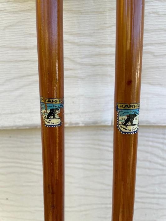 150cm Karhu Bamboo Cross-Country Ski Poles from FINLAND - 1960s - RARE LENGTH!!!