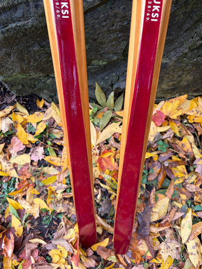 210cm Esko Järvinen "Kilpa Populär" ERIKOISKILPA Cross-Country Racing Skis - mid '60s - RARE