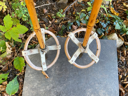 130cm Norwegian Bamboo Cross-Country Ski Poles - Leather/Wicker Baskets - VINTAGE