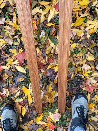 210cm Esko Järvinen "Kilpa Populär" ERIKOISKILPA Cross-Country Racing Skis - mid '60s - RARE