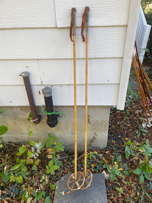 135cm Järvinen Bamboo Cross-Country Ski Poles - 1960s - FINLAND - SOLID