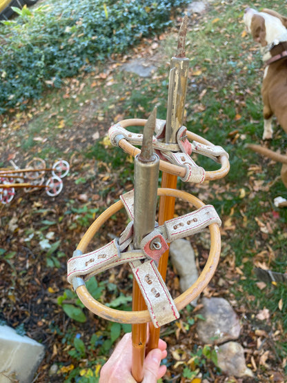 125cm Liljedahl Bamboo Cross-Country Ski Poles - Late 1950s - Original Logo and Graphics!