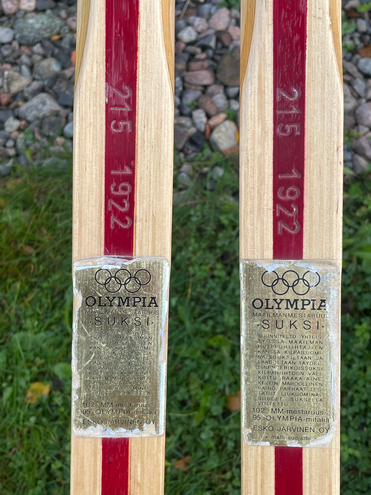 215cm Esko Järvinen "Erikoiskilpa" Wood Cross-Country Racing Skis - late '60s - NEVER USED!!! Uusi Uusi Uusi