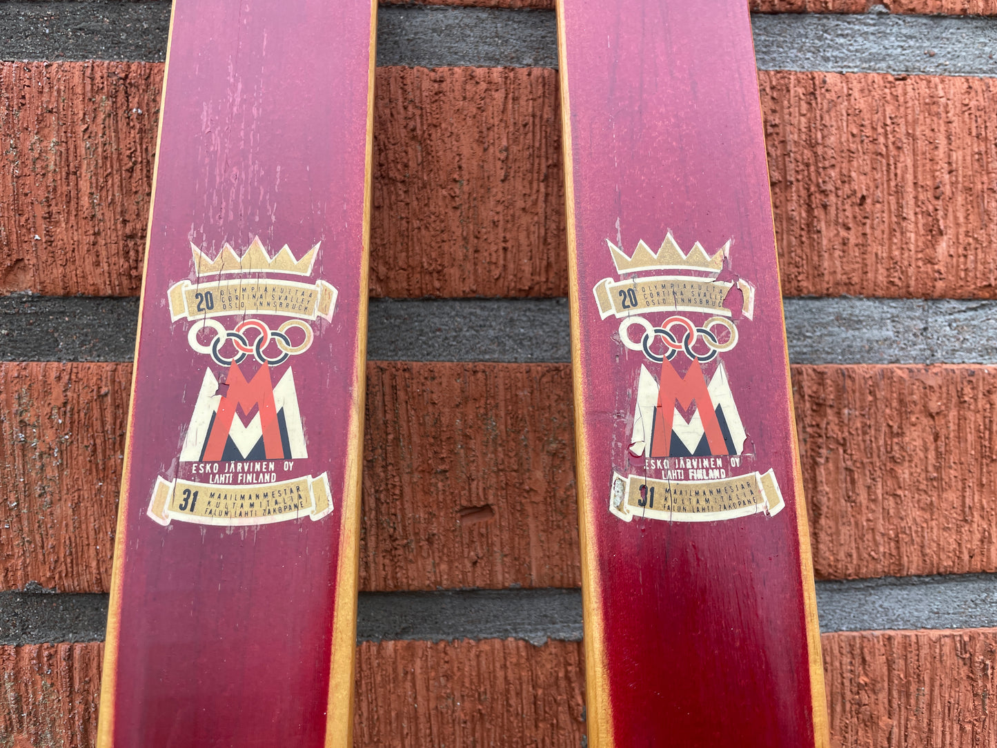 205cm Esko Järvinen "Erikoiskilpa" Wood Cross-Country Racing Skis - mid '60s - BEAUTIFUL Time Piece!!