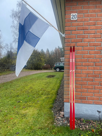 190cm Esko Järvinen "Erikoiskilpa" Wood Cross-Country Racing Skis - early 1970s - UNUSED!!!