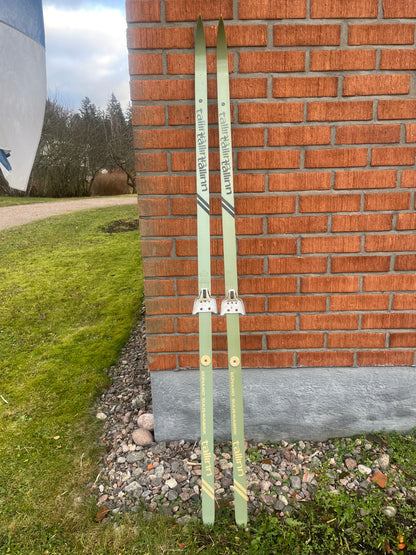 200cm Tallinn (Estonia) "Dünamo" 1980s Wood Cross-Country Skis - with Matching Vintage Ski Clamps!!!