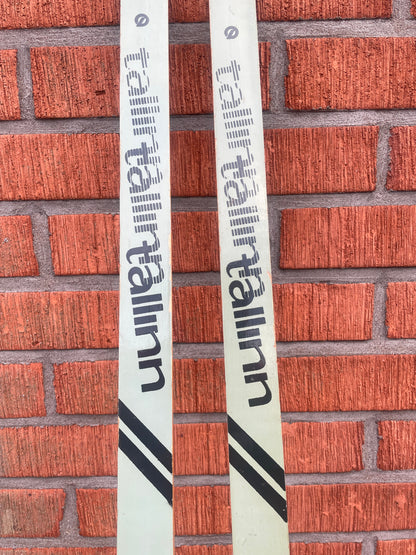 200cm Tallinn (Estonia) "Dünamo" 1980s Wood Cross-Country Skis - with Matching Vintage Ski Clamps!!!