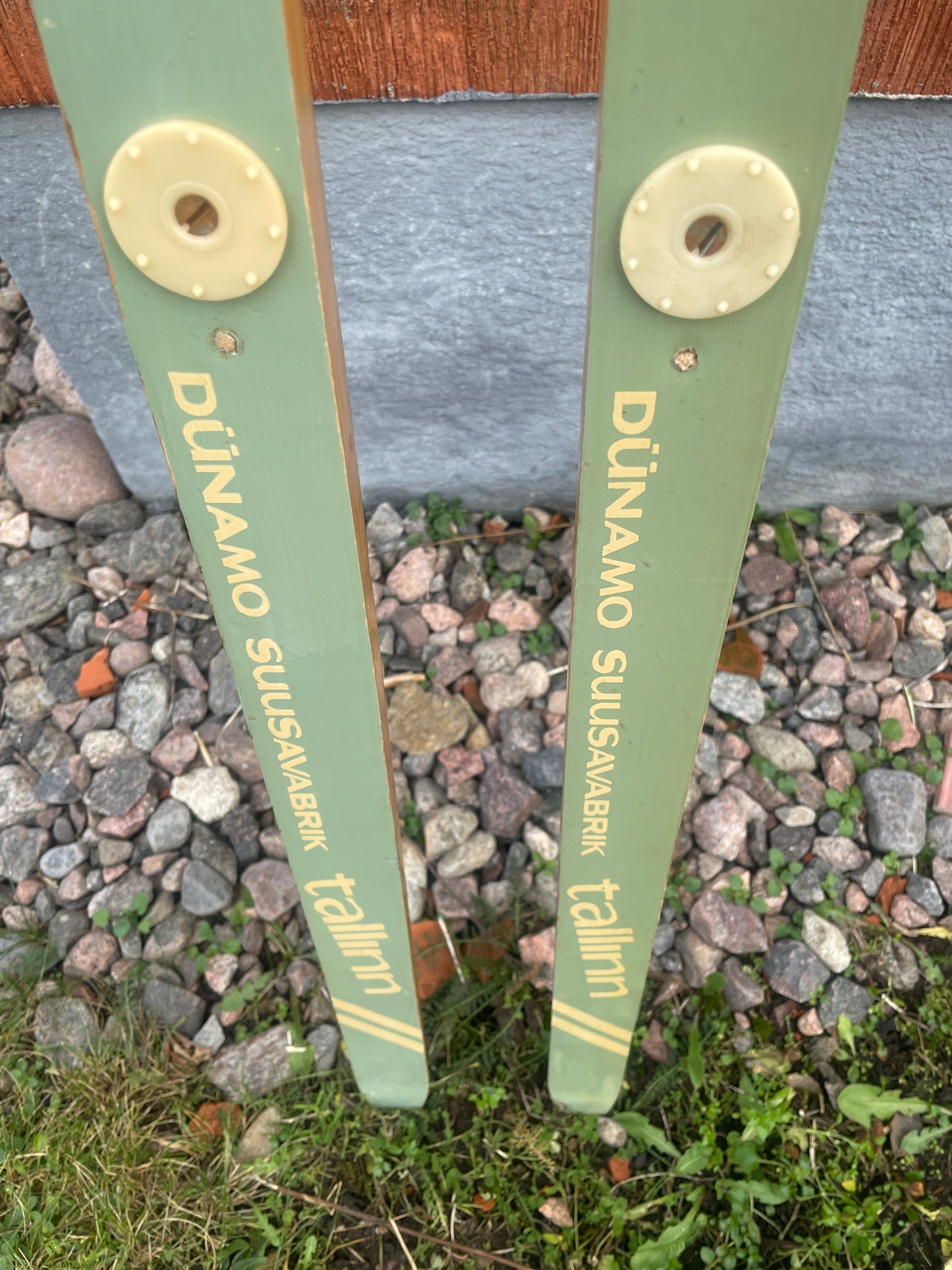 200cm Tallinn (Estonia) "Dünamo" 1980s Wood Cross-Country Skis - with Matching Vintage Ski Clamps!!!