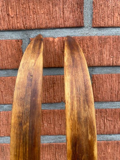 200cm Tallinn (Estonia) "Dünamo" 1980s Wood Cross-Country Skis - with Matching Vintage Ski Clamps!!!