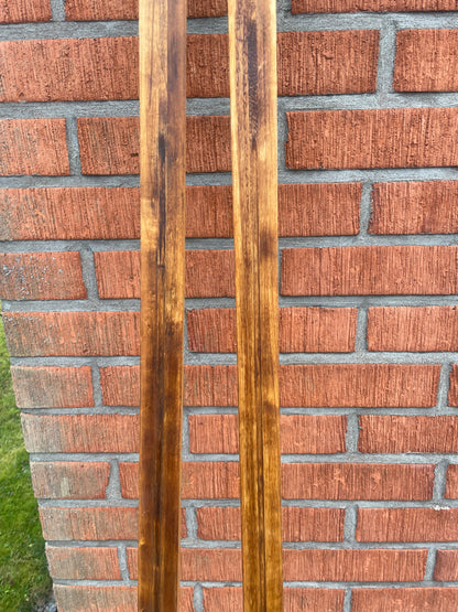 200cm Tallinn (Estonia) "Dünamo" 1980s Wood Cross-Country Skis - with Matching Vintage Ski Clamps!!!