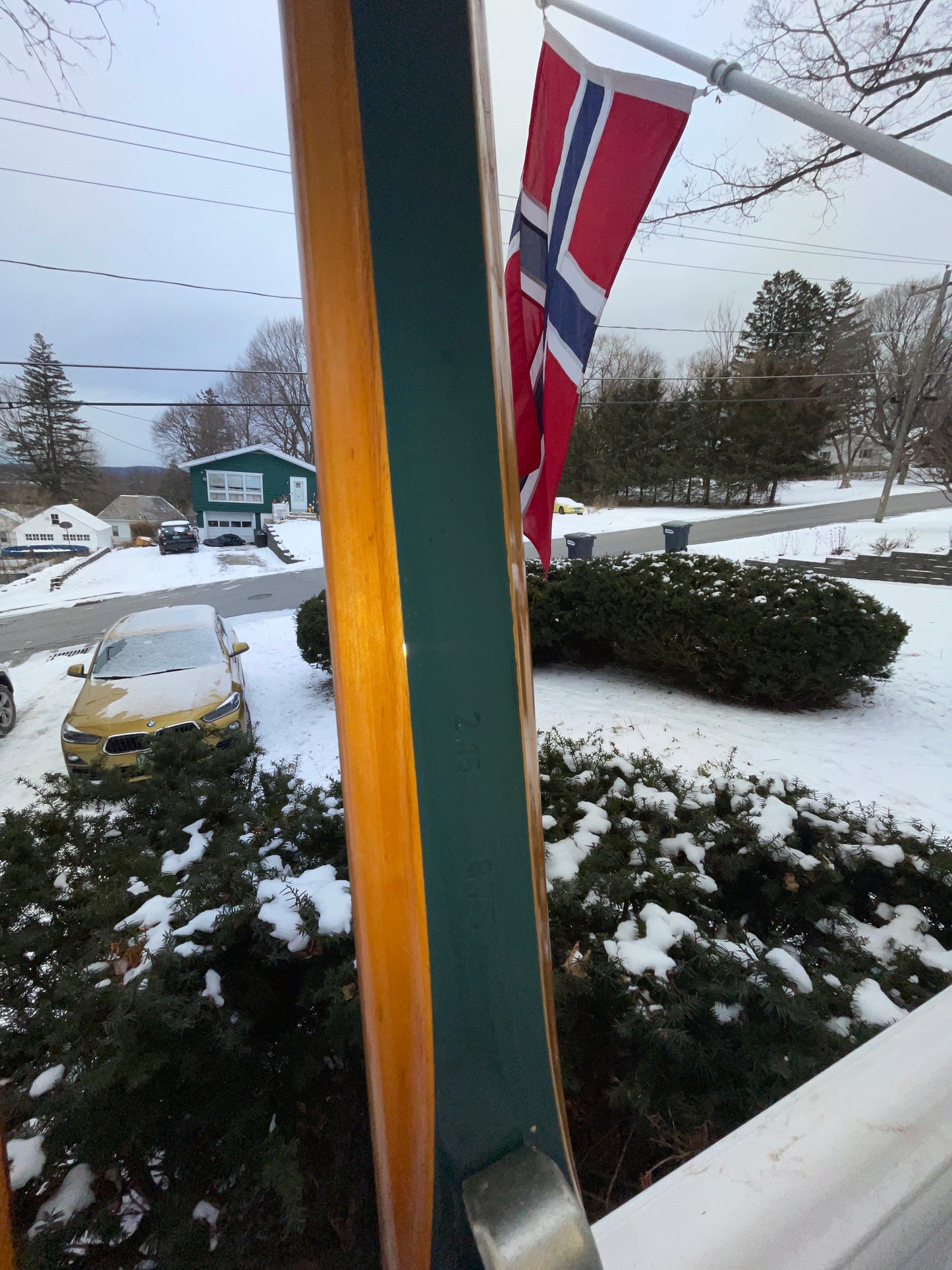 215cm Blå-Skia Wood "Tur-Langrenn" Light Touring Cross-Country Skis - Late 1960s - Veldig Hyggelig!