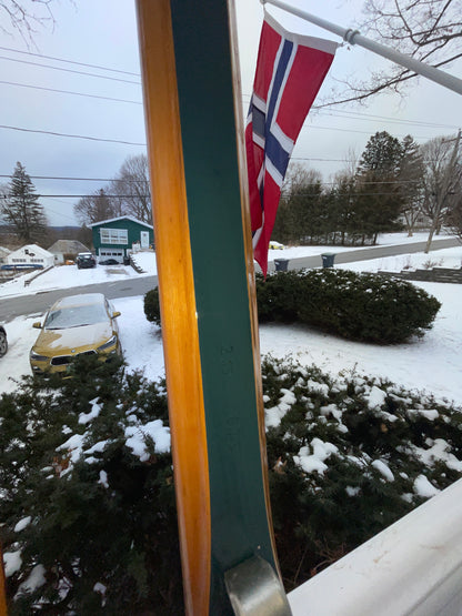 215cm Blå-Skia Wood "Tur-Langrenn" Light Touring Cross-Country Skis - Late 1960s - Veldig Hyggelig!