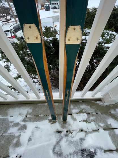 215cm Blå-Skia Wood "Tur-Langrenn" Light Touring Cross-Country Skis - Late 1960s - Veldig Hyggelig!