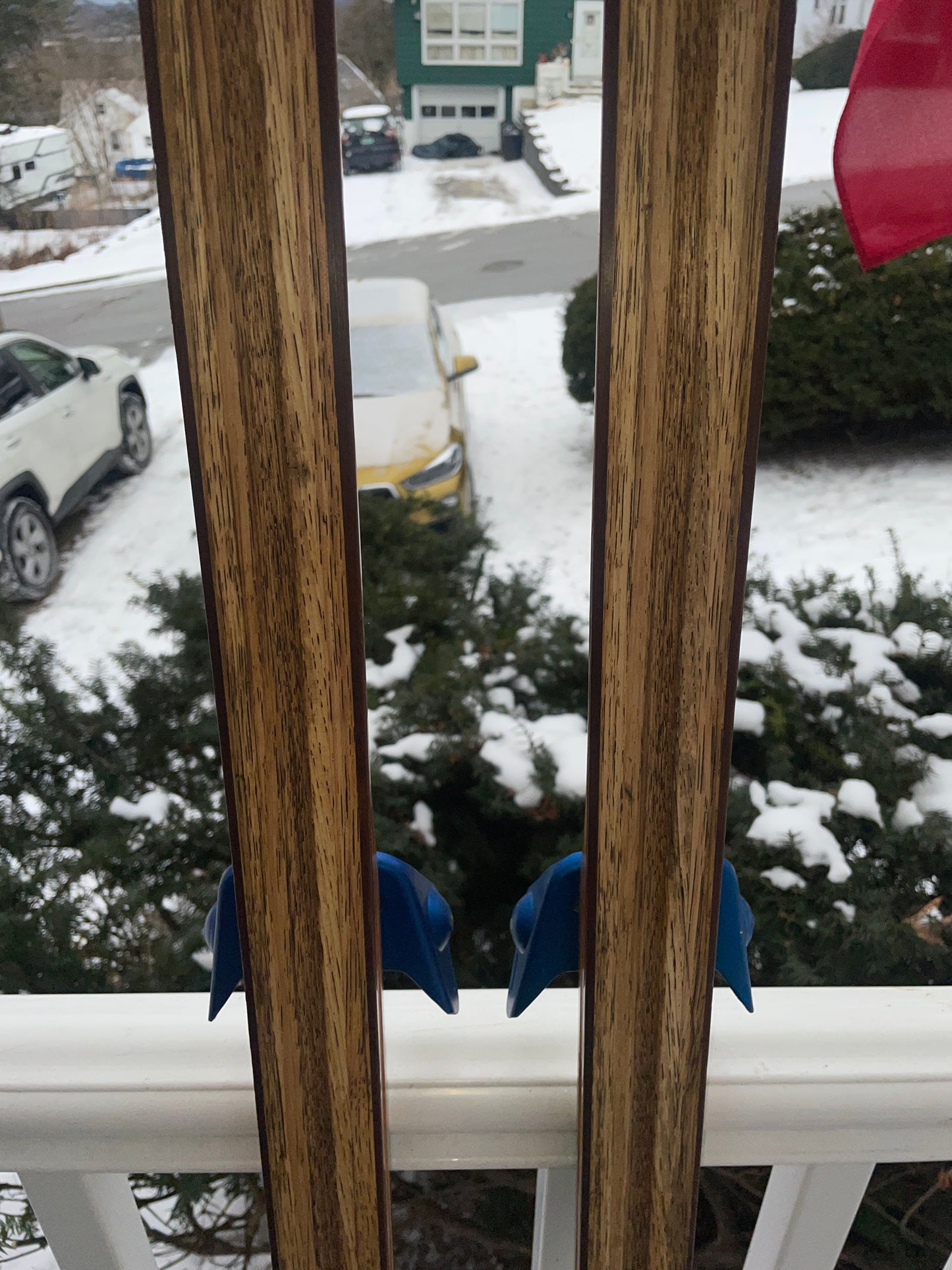 215cm Blå-Skia Wood "Tur-Langrenn" Light Touring Cross-Country Skis - Late 1960s - Veldig Hyggelig!