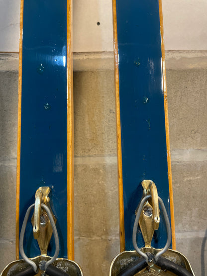 210cm Blå-Skia "Löype" Wood Cross-Country Skis - 1960s - BEAUTIFULLY PRESERVED!!!!