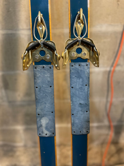 210cm Blå-Skia "Löype" Wood Cross-Country Skis - 1960s - BEAUTIFULLY PRESERVED!!!!