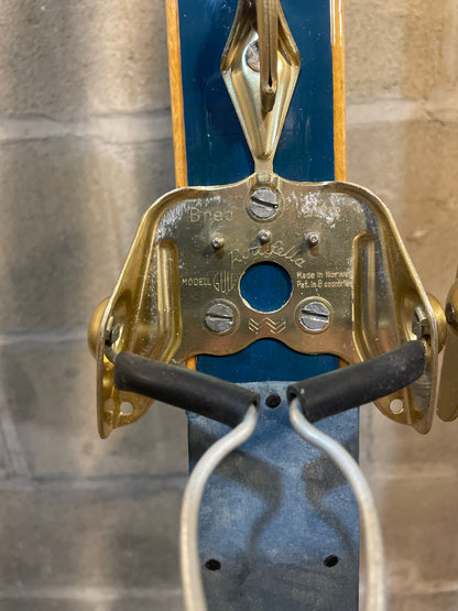 210cm Blå-Skia "Löype" Wood Cross-Country Skis - 1960s - BEAUTIFULLY PRESERVED!!!!