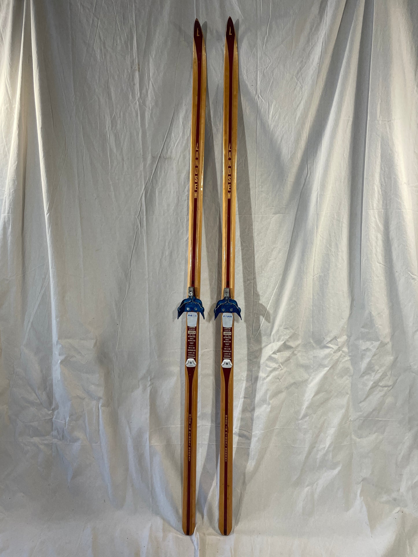 205cm Landsem 1970s Wood Cross-Country Skis - Great Shape - Bases Refinished!