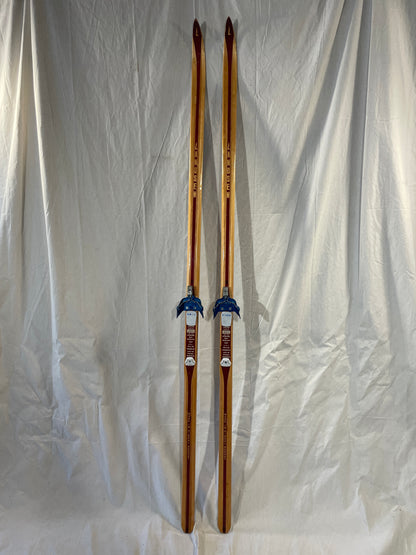 205cm Landsem 1970s Wood Cross-Country Skis - Great Shape - Bases Refinished!