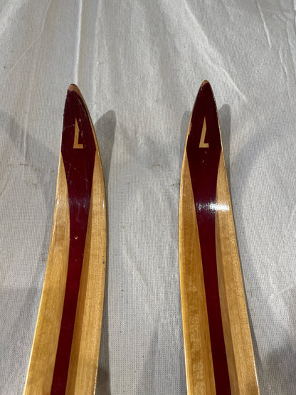 205cm Landsem 1970s Wood Cross-Country Skis - Great Shape - Bases Refinished!
