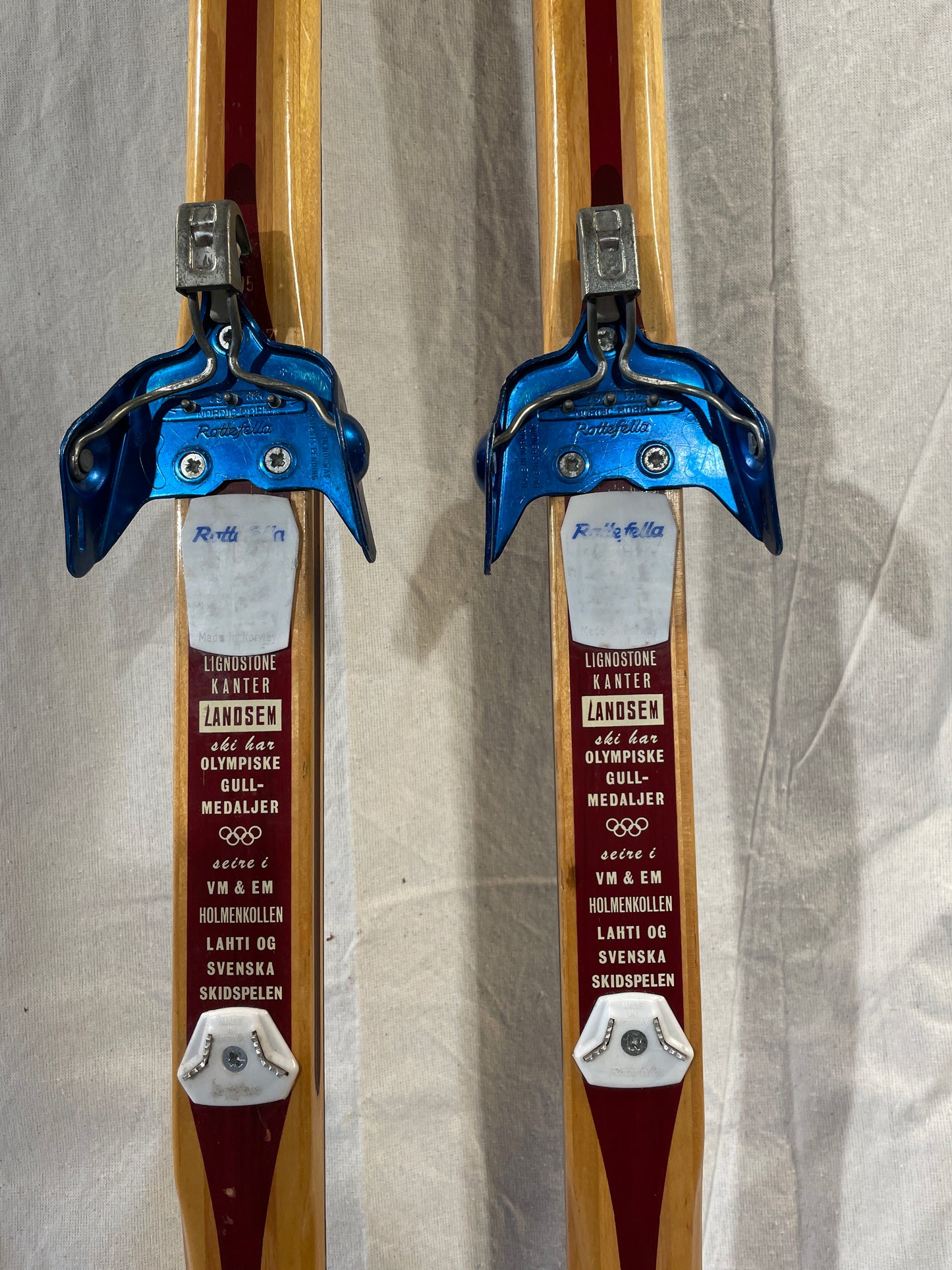 205cm Landsem 1970s Wood Cross-Country Skis - Great Shape - Bases Refinished!