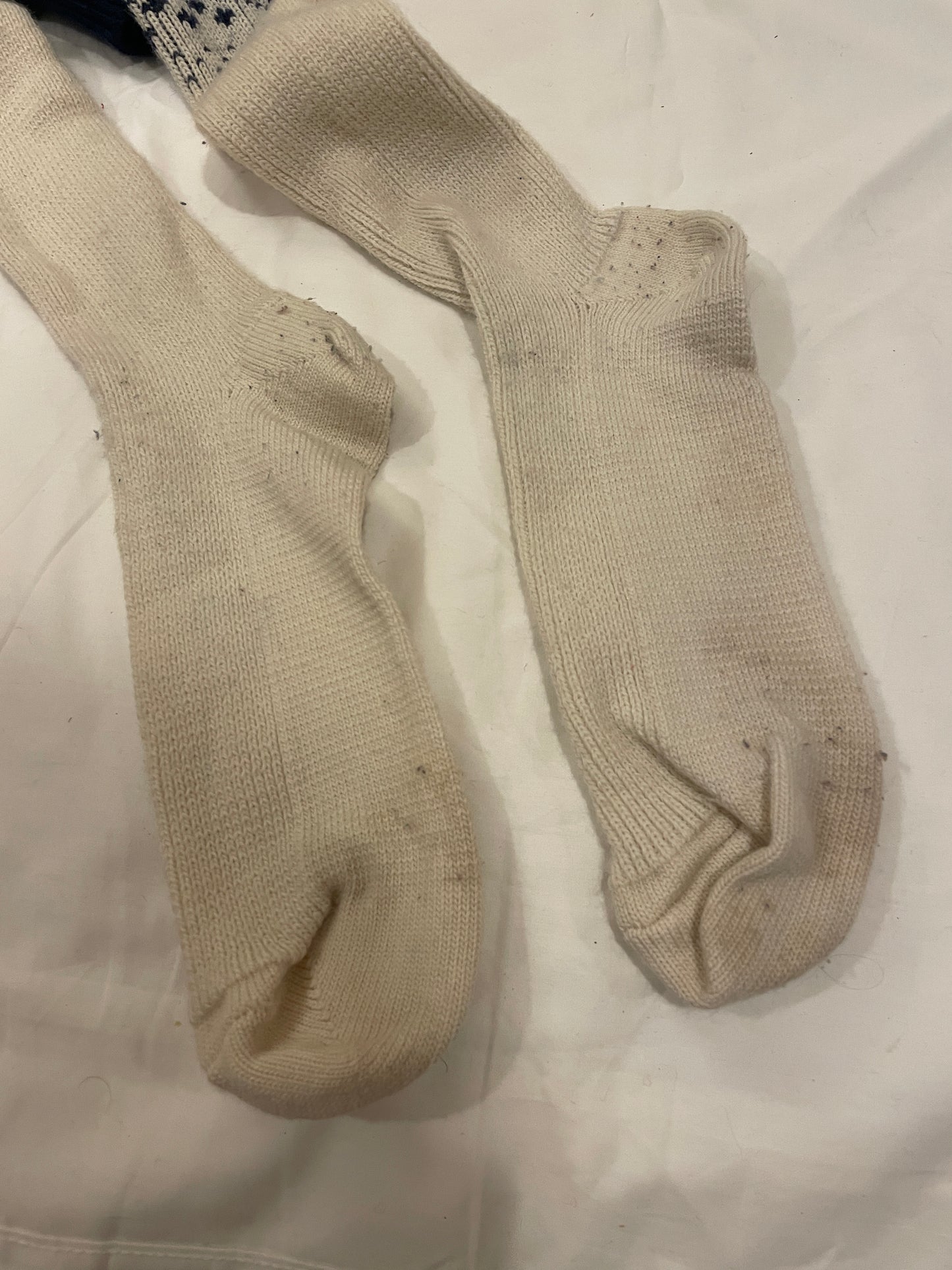 Vintage Cross-Country Ski Wool Knicker Socks - Size L-XL - Blue with White - 1960s