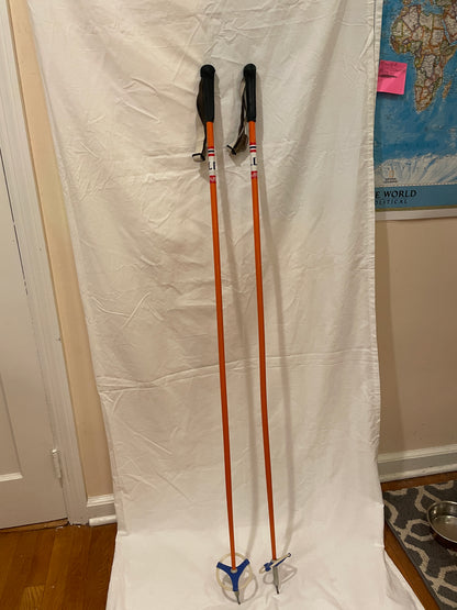 140cm Liljedahl Metal Cross-Country Ski Poles - Early 1970s - Orange-Blue Colours