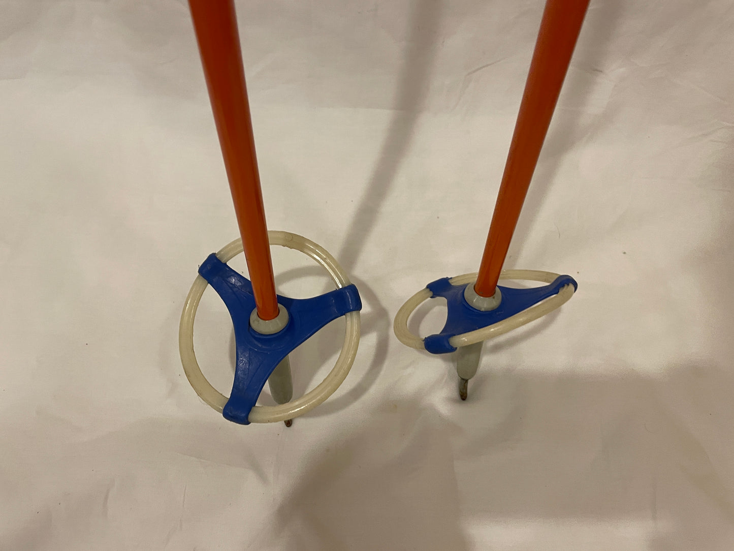 140cm Liljedahl Metal Cross-Country Ski Poles - Early 1970s - Orange-Blue Colours