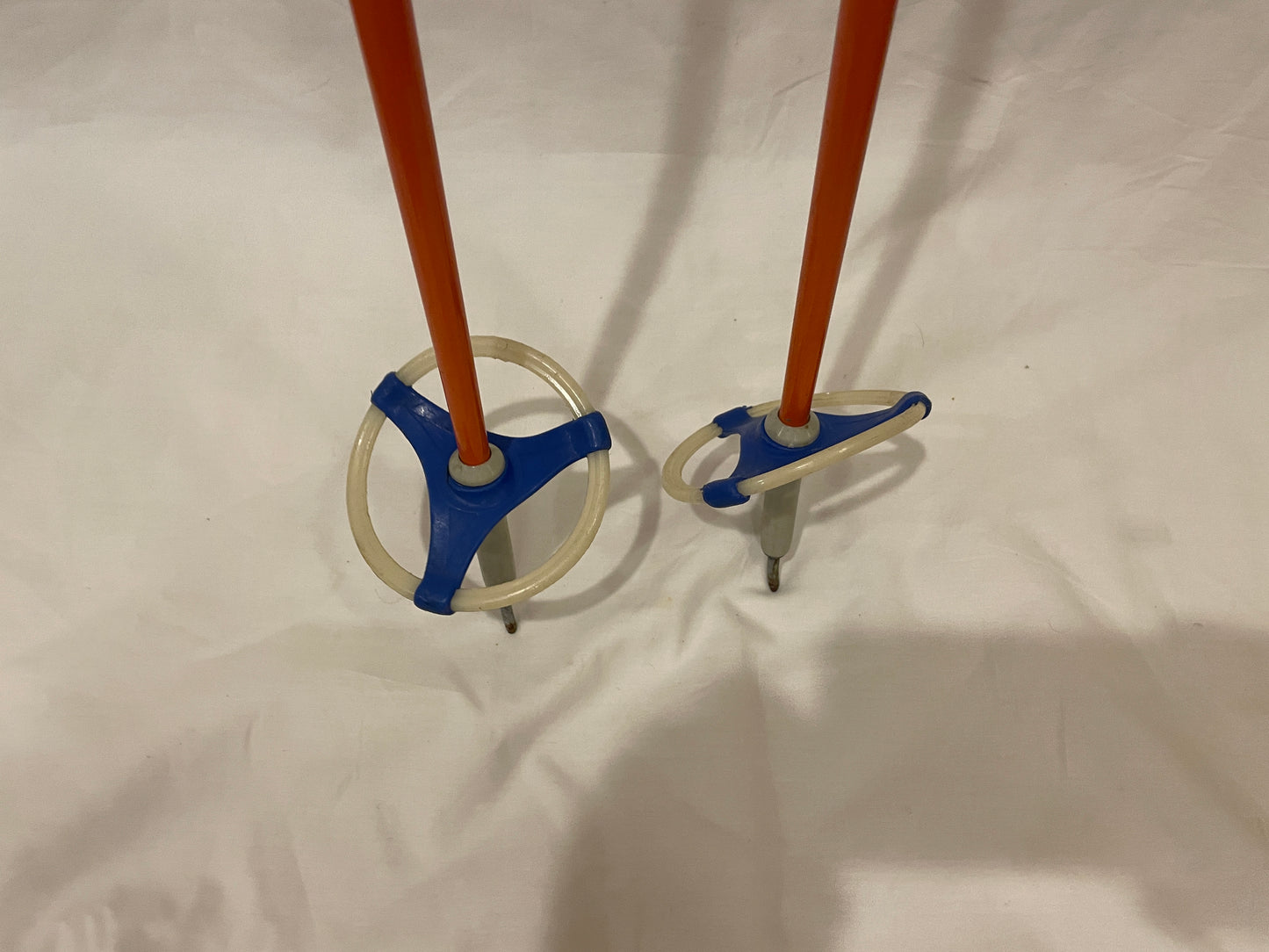 140cm Liljedahl Metal Cross-Country Ski Poles - Early 1970s - Orange-Blue Colours