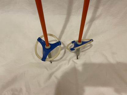 140cm Liljedahl Metal Cross-Country Ski Poles - Early 1970s - Orange-Blue Colours