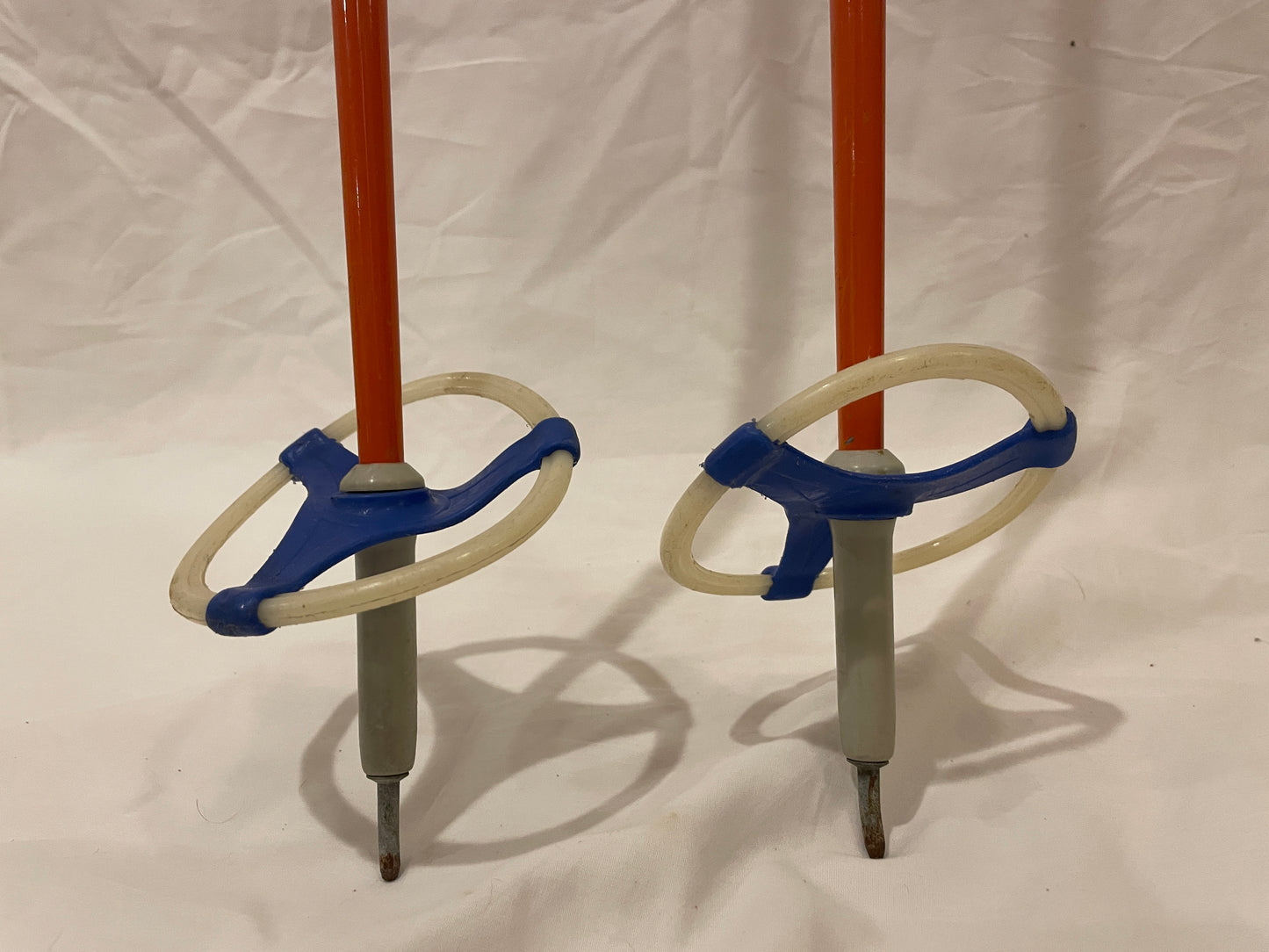 140cm Liljedahl Metal Cross-Country Ski Poles - Early 1970s - Orange-Blue Colours