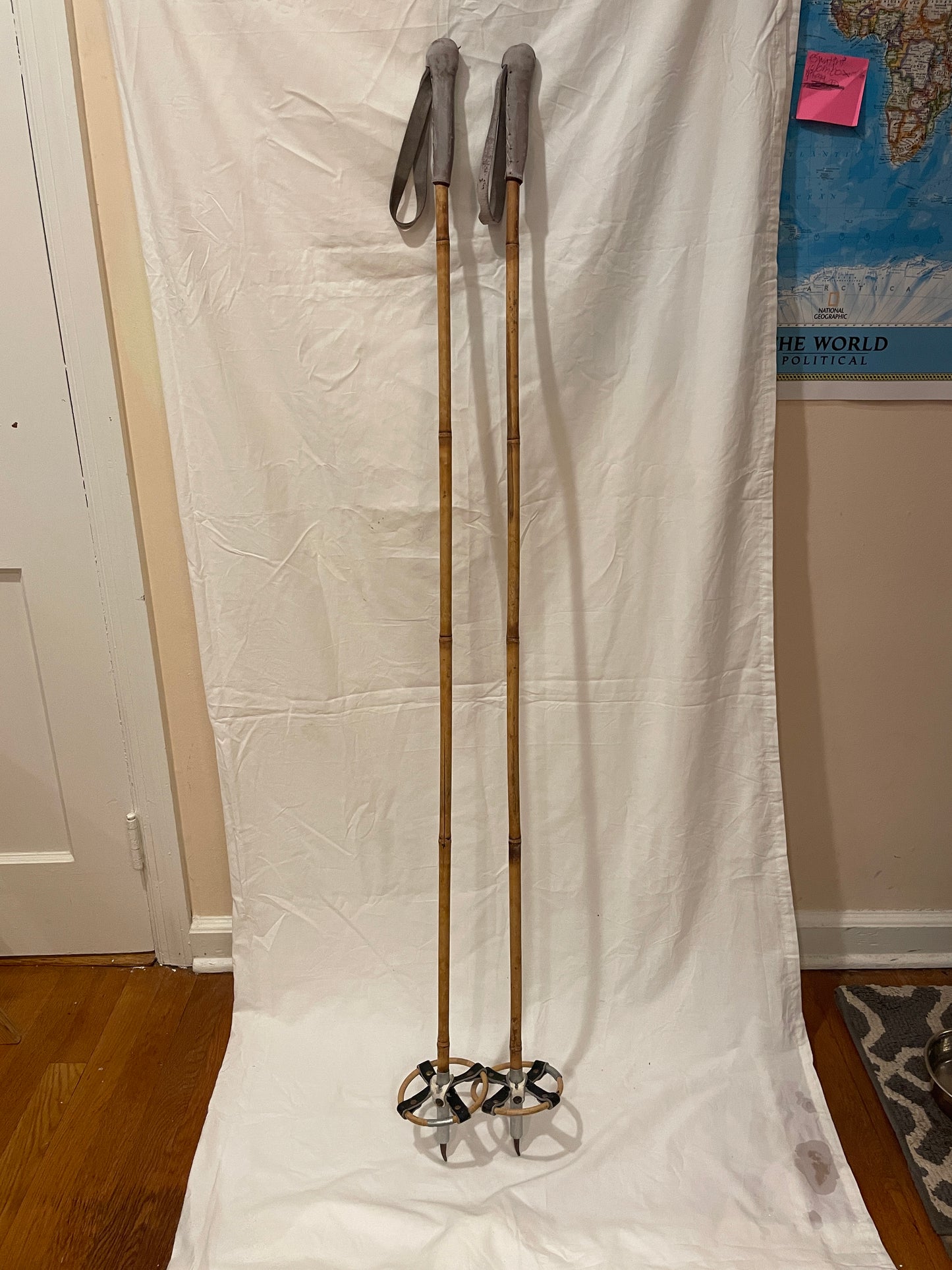 140cm Vintage Norwegian Bamboo Cross-Country Ski Poles - NICE!