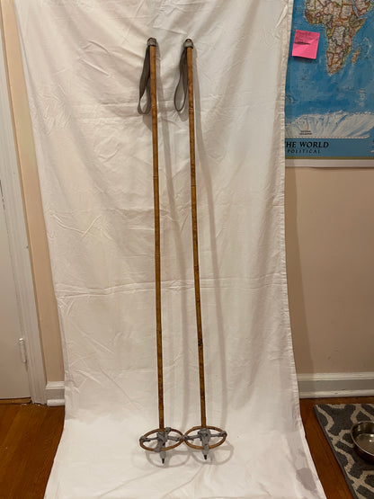 135cm Vintage Norwegian Bamboo Cross-Country Ski Poles - OLD SCHOOL!