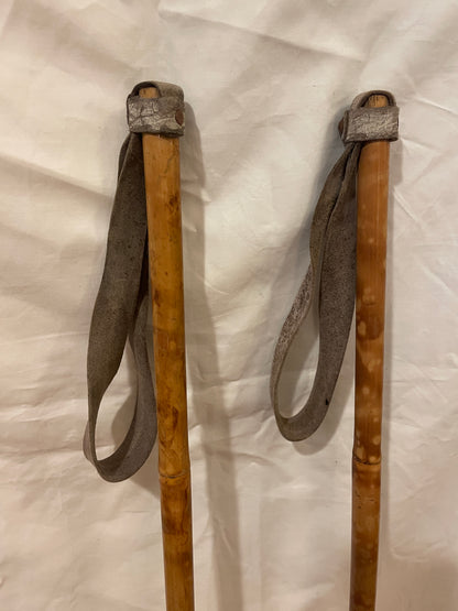 135cm Vintage Norwegian Bamboo Cross-Country Ski Poles - OLD SCHOOL!