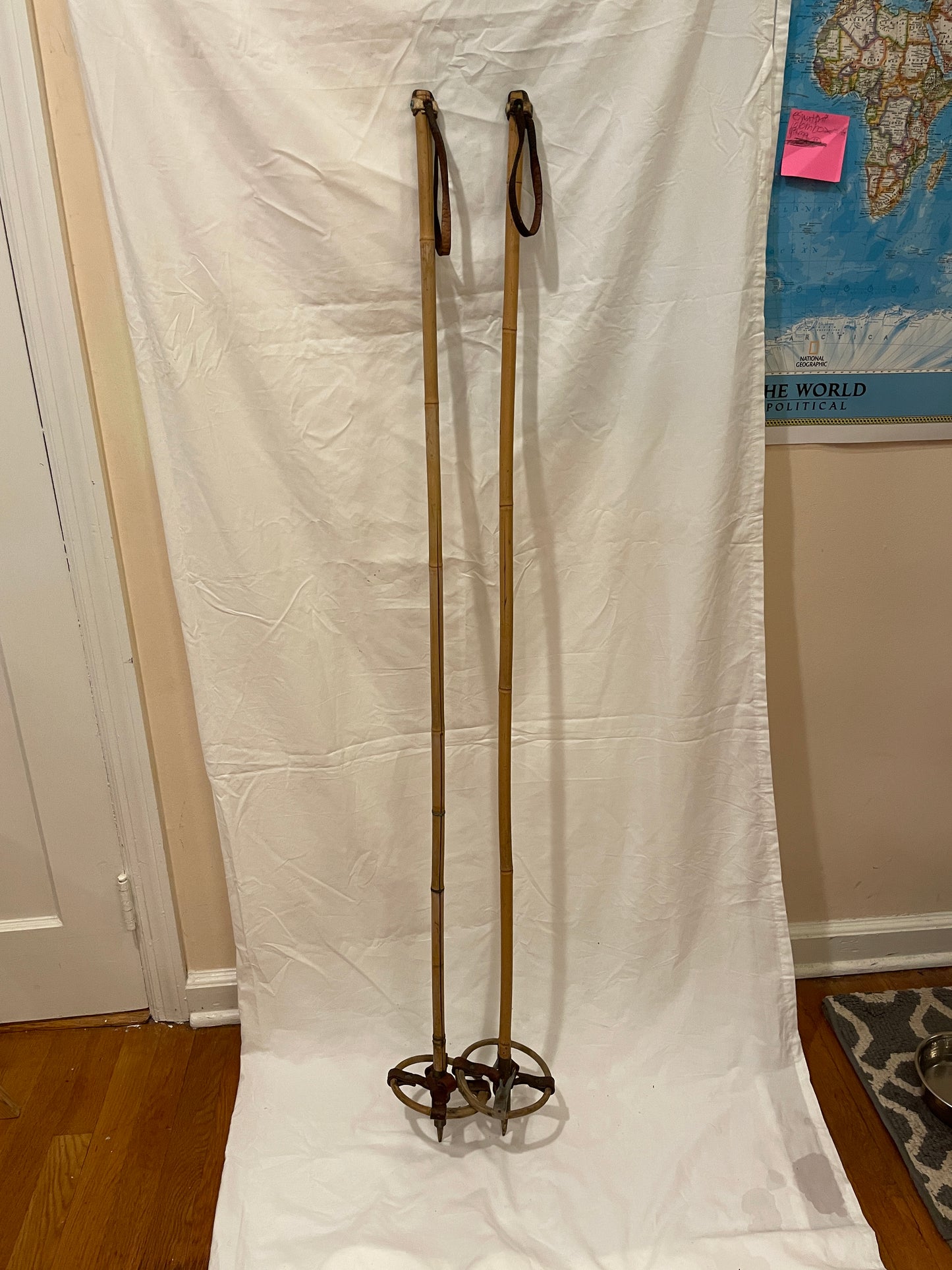 140cm Vintage Norwegian Bamboo Cross-Country Ski Poles - NICE EXAMPLE!