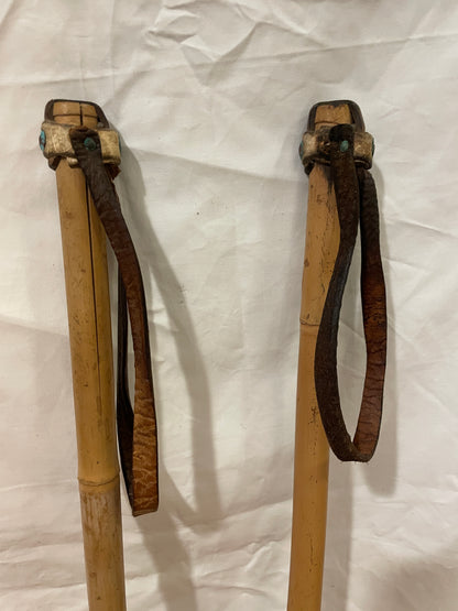 140cm Vintage Norwegian Bamboo Cross-Country Ski Poles - NICE EXAMPLE!