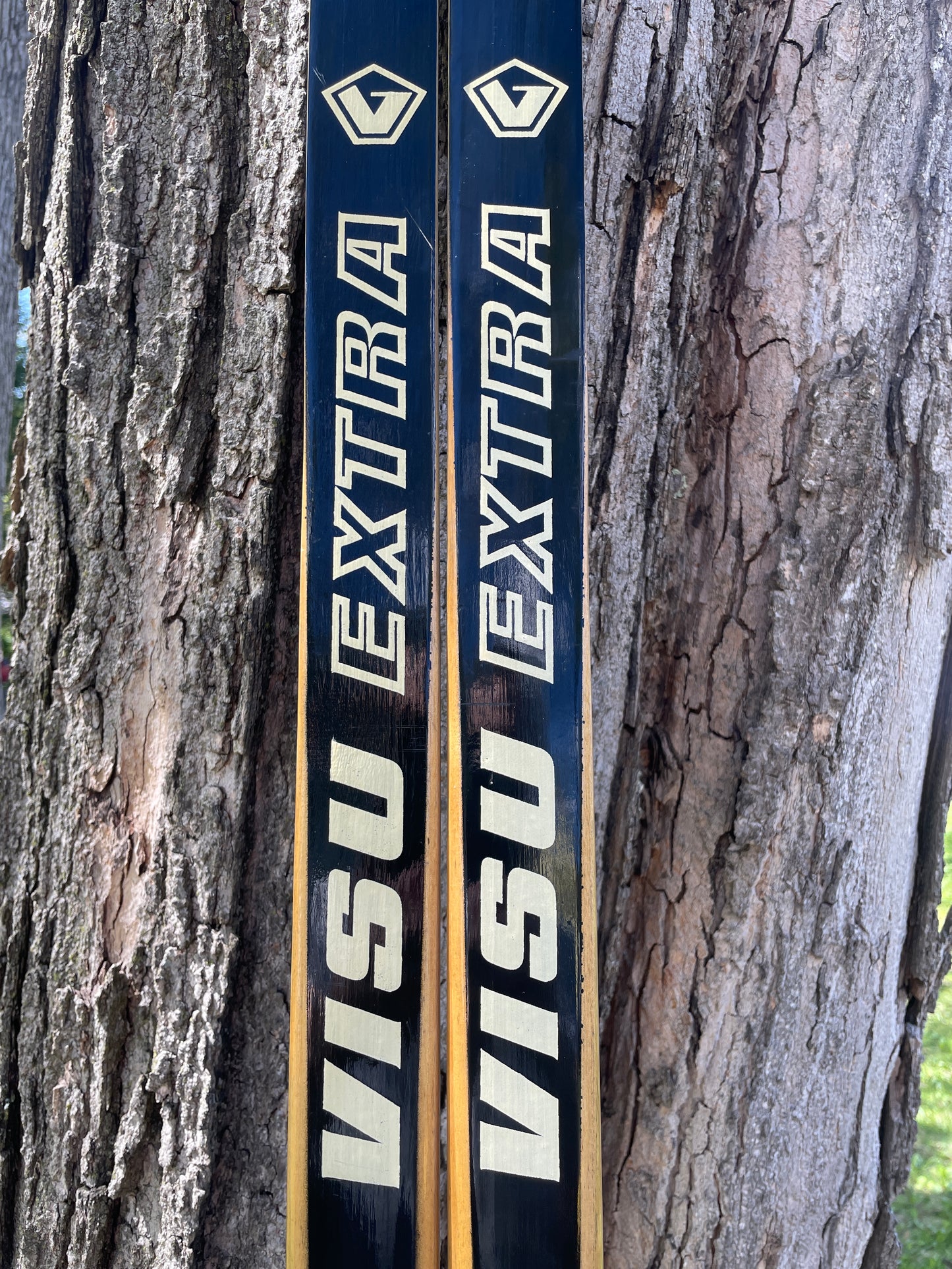 205cm Visu "Extra" 1970s Wood Cross-Country Racing Skis - from USSR!!!  Unused