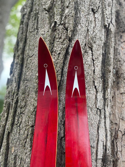 205cm Åsnes of Norway "Tur-Langrenn" 1970s Cross-Country Touring Skis - Lovely Red Color!!!