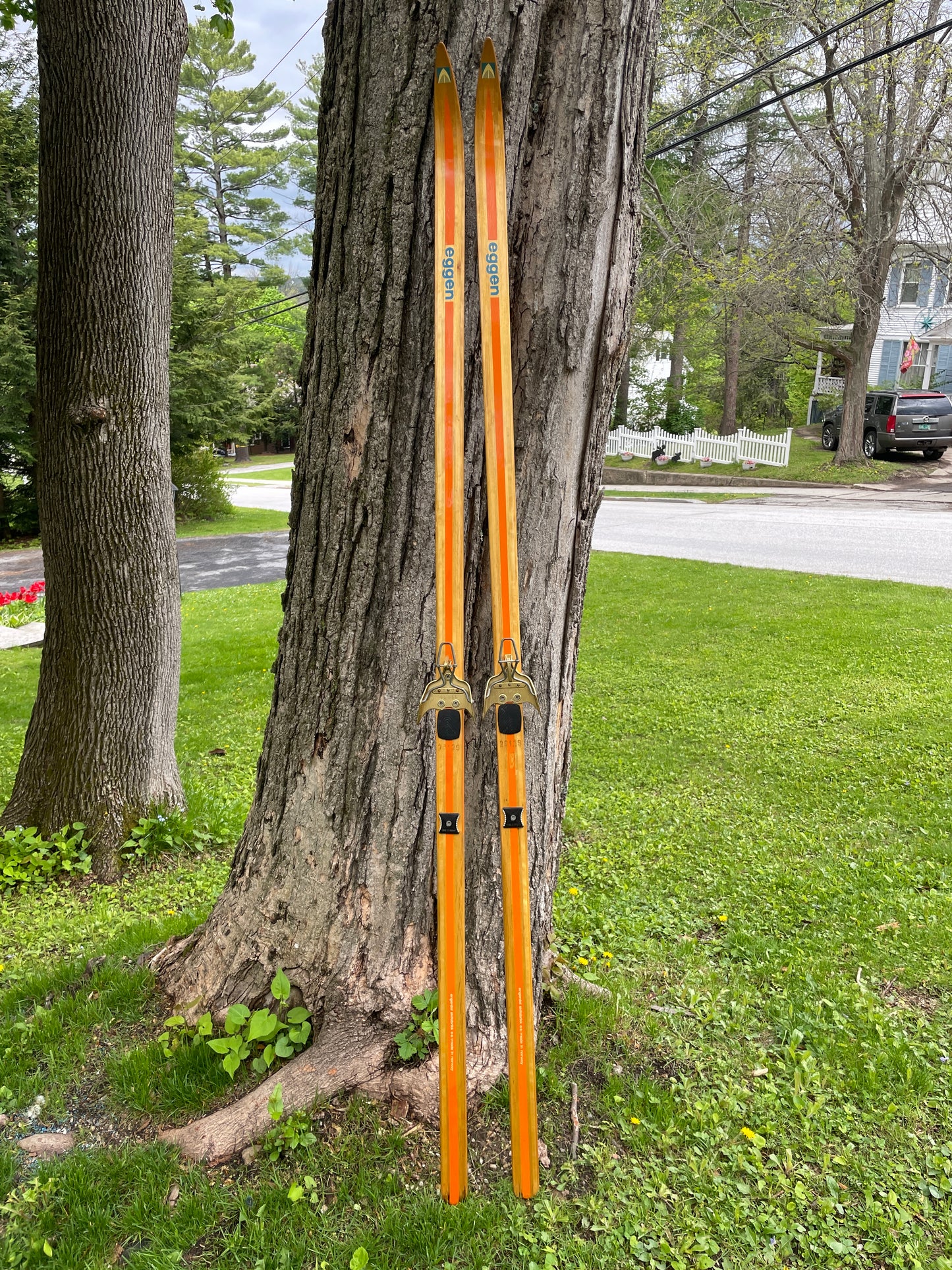 205cm Eggen 1970s Wood Cross-Country Racing Skis - Professionally Restored