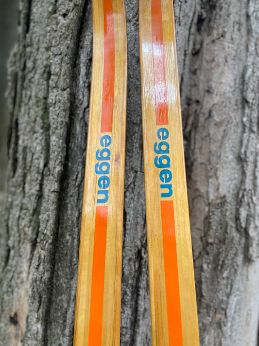 205cm Eggen 1970s Wood Cross-Country Racing Skis - Professionally Restored