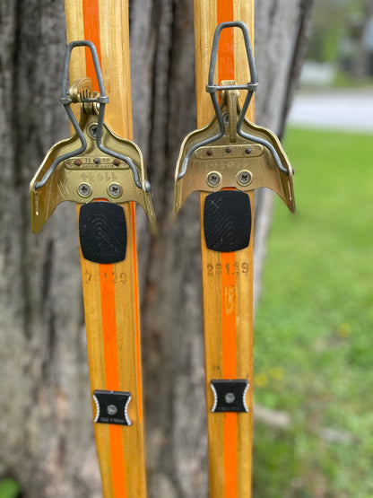 205cm Eggen 1970s Wood Cross-Country Racing Skis - Professionally Restored