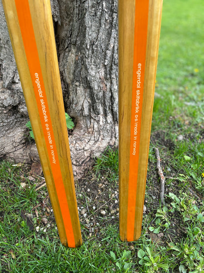205cm Eggen 1970s Wood Cross-Country Racing Skis - Professionally Restored