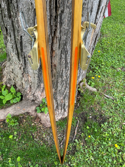 205cm Eggen 1970s Wood Cross-Country Racing Skis - Professionally Restored