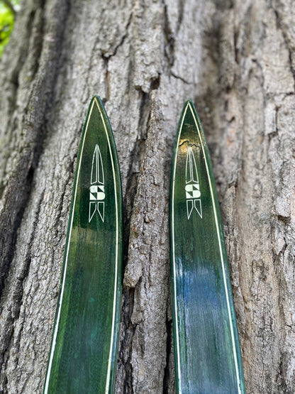210cm Splitkein Sprint Green Early 1970s Nordic Racing Skis - RARE!!!