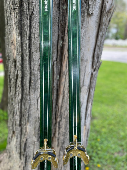 210cm Splitkein Sprint Green Early 1970s Nordic Racing Skis - RARE!!!