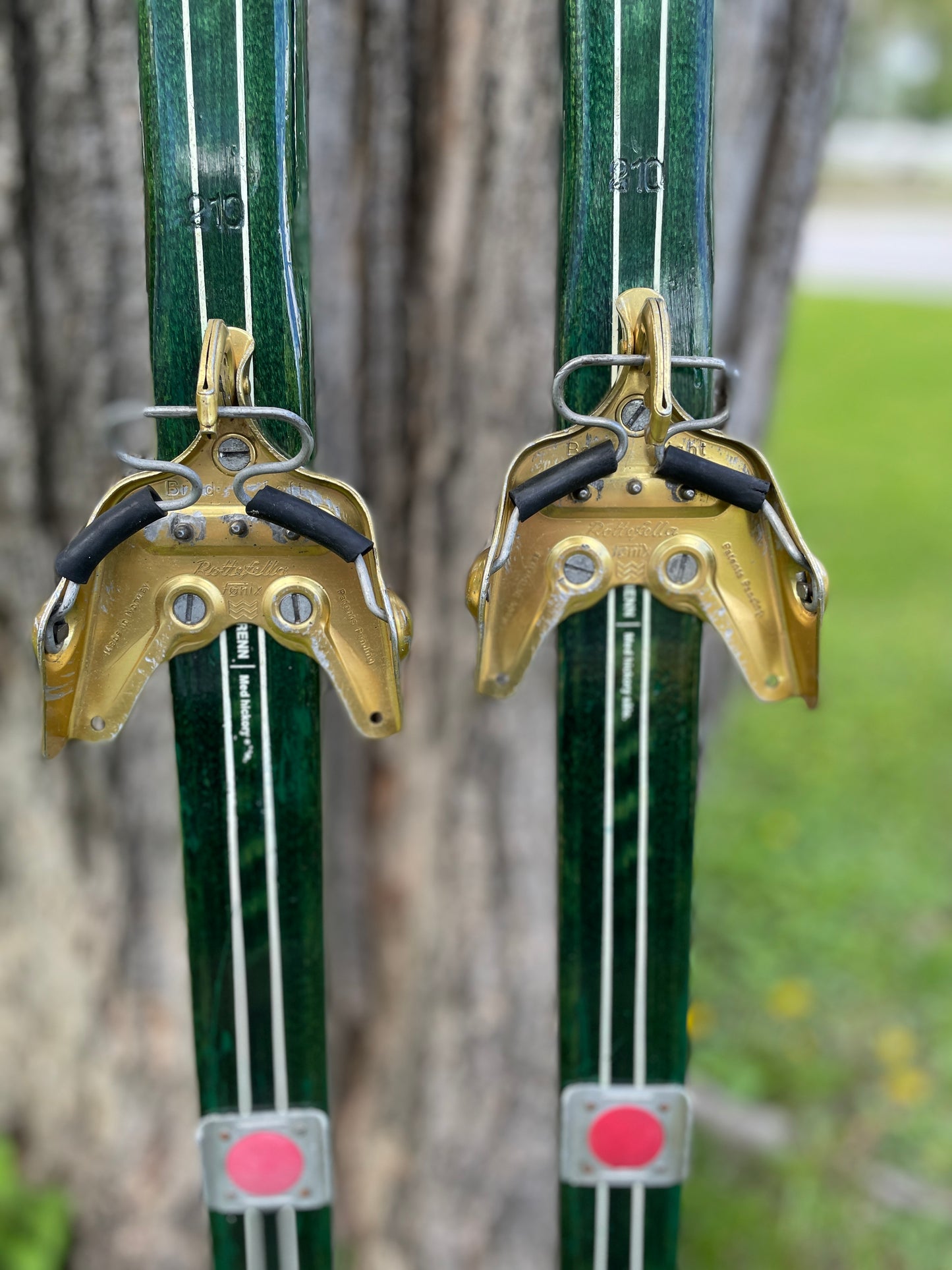 210cm Splitkein Sprint Green Early 1970s Nordic Racing Skis - RARE!!!