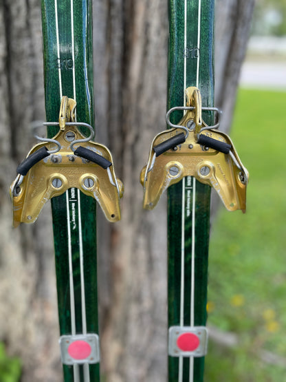 210cm Splitkein Sprint Green Early 1970s Nordic Racing Skis - RARE!!!